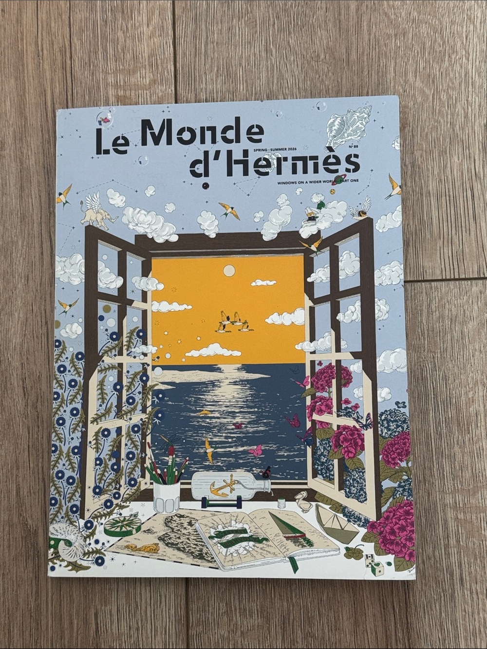 Le Monde d'Hermès Illustrated Home Accent Print - Blue and Yellow